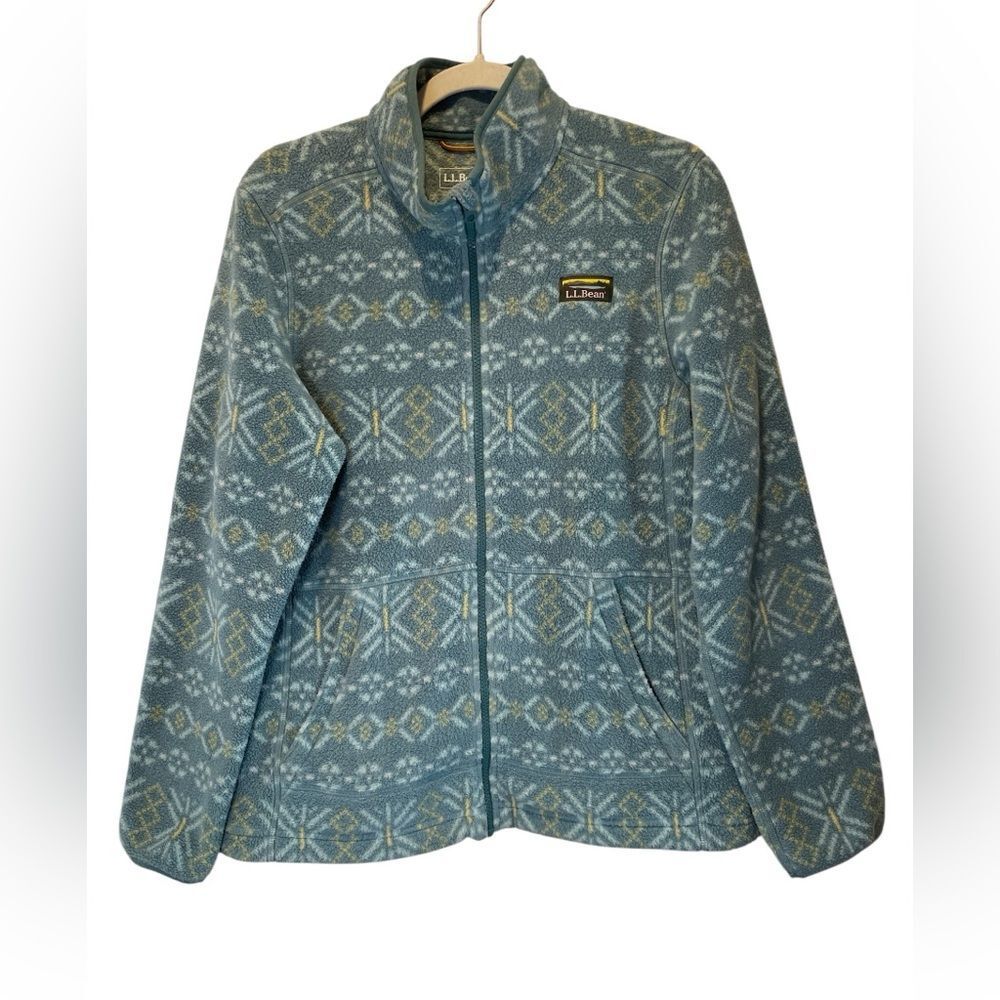 L.L. Bean Women's Teal and Yellow Geo Print Zip Up jacket size M